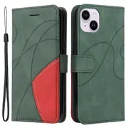 KT Leather Series-1 For iPhone 15 Plus Stand Phone Wallet Case Dual-color Splicing Phone Cover