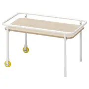 BRÄNNBOLL side table on castors, light ash effect/white, 69x39 cm