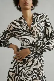 Anthropologie Tiger Zebra Striped Faux Wrap Mini Dress Sz 4 Petite Mob Wife NWT