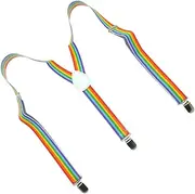 [BESTYASH] Rainbow Suspenders Clothes Accessory Men Suspenders Striped Suspenders Clip Suspenders Unisex Suspenders Mens Suspenders Universal Suspenders Elastic Suspenders