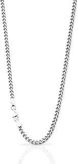 [AURVIGO] Cuban Link Chain for Men - 3.3MM/5MM/6MM/10MM Silver Plated Stainless Steel Curb Necklace, 18-24 Inch Sizes