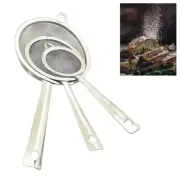 3Pc Stainless Steel Strainer Mesh Colander Handle Sieve