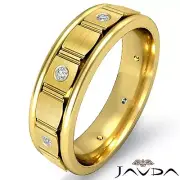 Round Diamond Eternity Men Wedding Band Ring Center Brush 14k Yellow Gold 0.15Ct