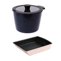 在飛比找蝦皮商城優惠-HOLA 可拆式陶瓷不沾導磁湯鍋3件組-藍+玉子燒鍋-粉