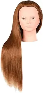 Teruyol Cosmetology Head for Hair Practice, Mannequin Doll with Long Hair for Stylists, Gold without Makeup