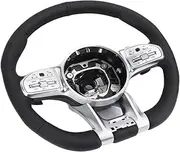 Semi Suede Leather White Return LabelSteering Wheel，Compatible With Mercedes Benz AMGW212 W205 W204 W213 W222 W166 W167 W253 W257