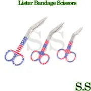 NEW 3 EMT LISTER BANDAGE SCISSORS SHEARS USA FLAG COLORED 3.5",4.5",5.5"