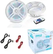 2 x Hydra PLMRX68LEW 6.5 Inch 2-Way Marine Speakers 16.5 cm 165 mm 125 Watt RMS 250 Watt Max 4 Ohm Waterproof with RGB LED per Pair + Free Remote Control