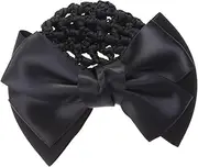 Baluue Elastic Bow Headband Hair Net Black Women's Bun Cover Snood Net for Office Dance Party Elegant Headdress