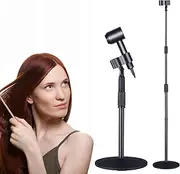 Hair Dryer Stand Holder Hands Free - TAYUQEE 59in/150cm Height Adjustable Blower Stand with Upgraded Larger Clamp, 180 Degrees Rotatable Heavy Duty Blow Dryer Floor Stand Countertop Stand Holder