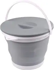 Ahyuan Collapsible Water Bucket with Locking Lid Multifunction Foldable Round Tub Water Pot Portable Water Pail Space Saving Water Container for RV, Camping, Marine, Outdoor Activities and Home (Gray)