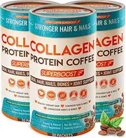 Collagen Protein Peptides Powder – Organic Protein Coffee for Men & Women, Promotes Glowing Skin, Lose Weight, Hair, Nails, Bone & Joint, Muscles, Superboost Supplement