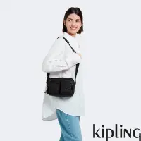 在飛比找Yahoo奇摩購物中心優惠-Kipling 經典黑菱格紋印花實用多前袋側肩包-ALBEN