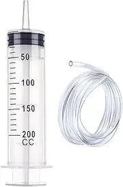 200ML Large Syringe with 130cm Tubing – Reusable Plastic Luer Lock Injector for Liquid Measuring, Lab, Garden, Pet Feeding & Oil Extraction