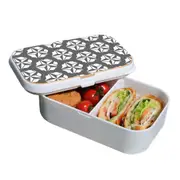 Lunch Box Food Container Snack Picnic Authentic Wood Strap Cutlery Grey Star