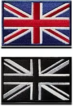 Zcketo 2 Pcs British Union United Kingdom Embroidered Flag Emblem Patches UK Great Britain England Applique Fasteners Hook and Loop Patch for Clothes Backpack Bags Uniform Caps Tactical Military