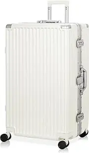 Luggage AnyZip Aluminium Frame Suitcase PC ABS Hard Shell TSA Lock No Zipper 28In White