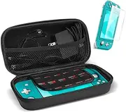 [ProCase] Carrying Case for Nintendo Switch Lite with Screen Protector, Portable Travel Carry Case Hard Shell 2 in 1 Accessories Kit for Nintendo Switch Lite 2019 with 10 Game Cartridges -Black