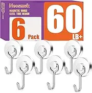 Neosmuk Magnetic Hooks for Cruise Cabins, Pack of 6, Silver, 2.6#