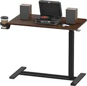 FLEXISPOT Medical Adjustable Overbed Bedside Table with Wheels Pneumatic Mobile Standing Desk Laptop Desk Rolling Computer Cart Movable Table Hospital Home Use(81cm W x 45cm D, Mahogany Large)