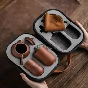 Chinese Clay Teapot Set Tea Ceremony Cups Outdoor Travel Gaiwan Kung Fu Teacup
