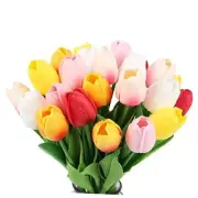 24PCS Real Touch Tulips Artificial Flowers for Decoration Fake Multi Colors
