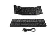 WASSUP Portable Ultra-Thin Tri-Fold Bluetooth Keyboard with Numeric Keypad for Tablet Smartphone Laptop PC-Black
