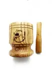 Heavy Duty Wood Mortar with Dominican Republic Flag engraved. Pilón Dominicano c