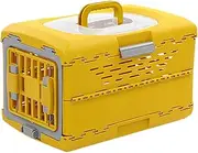 B Baosity Collapsible Puppy Crate Cat Travel Cage Folding Hard Sided Reusable Portable Dog Kennel Cat Transport Box for Puppy Kitten Cat Small Animals, Yellow