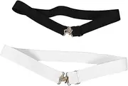 [MOKKHNB] 2pcs Women Stretch Belt with Shark Buckle Elastic Waistband for Equestrian and Casual Outfits Durable Woven for Secure Fit Fashionable Lady Decorative Belt