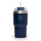 NEW Tupperware 630ml Big T Thermal Straw Tumbler Cup Blue + Free Straw Topper