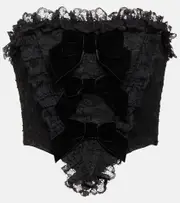 [Alessandra Rich] Alessandra Rich Bow-detail lace corset top AU 8 black