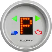 Auto Meter Gauge GEAR POS 2 1/16 in. INCL INDICATORS Silver Dial Red LED Silver