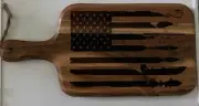 Laser Engraved Serving Tray - Fishing Flag engraved board with handle