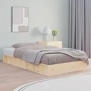 Wood Bed Frame 90x190 cm, Solid Pine Wooden Bedframe with Slats, Sturdy Floor Platform, No Box Spring, Full Size, Low Profile, Space-Saving, Queen, Base, Frames