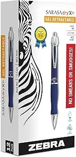 Zebra Pen Sarasa Dry X10 Retractable Gel Pen, Medium Point, 0.7mm, Blue Barrel, Acid Free Blue Ink, 12 Pack (Packaging may vary)