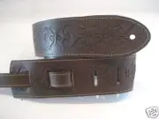 UNIQUE BROWN LEATHER DESIGNER EMBOSSED GUITAR/BASS STRAP