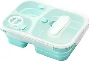Silicone Food Containers | Leakproof Salad Box Foldable Food Storage Containers | Portable Lunch Containers, Lunch Box with Compartments for Work, Kids, Students, Camping