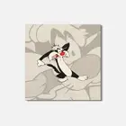 Sylvester Cat Cartoon Scared 4'' X 4'' Square Wooden Coaster