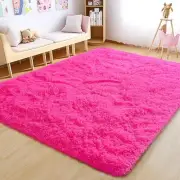 Fluffy Rug Washable 4x6 Feet, Hot 6&apos; x 4&apos; (Rectangular), Pink