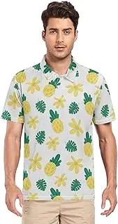 [ZZXXB] Cartoon Pineapple Palm Leaves Men's Polo Shirts Short Sleeve Quick Dry Athletic Outdoor Sports Golf Shirts S-XXL