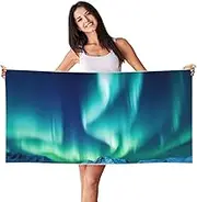 Stvyukl Oversized Microfiber Beach Towel Lightweight Sandproof Bath Towel Northern Lights Swim Towel Peach Skin Velvet Quick Dry Beach Towels for Adults Women Men 27.5x55in,White
