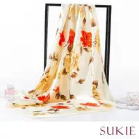 在飛比找momo購物網優惠-【Sukie】油畫絲巾 玫瑰絲巾/油畫玫瑰花朵90X90絲巾