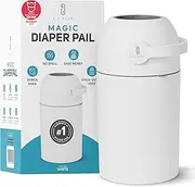 L.A. Baby Magic Diaper Pail - Patented 100% Odor-Free System with Child-Safe Lock - Award-Winning Design - No Refills Required - Works with Regular Trash Bags - White