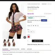 Crop top mesh collared button up shirt w/plaid tie, matching plaid skirt and thi