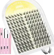 JIMIRE Cluster Lashes Kit Natural Look Wispy 10-16MM Manga Eyelash Clusters Left Right DIY Eyelashes Individual Kit with Lash Bond and Seal Soft D Curl Lashes Clusters 132Pcs Anime Individual Lashes