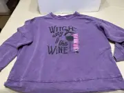Which Way To The Wine Halloween Womens Sweatshirt With Headband Size XXL