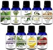 Ryaal Essential Oil Gift Set 9 In One Aroma Oil Pack For Diffusers Therapeutic Grade - 15 Ml Each