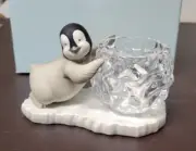 Party Lite Polar Pals Snowball Votive Holder 2 Piece Sparkle Penguin Tea Light