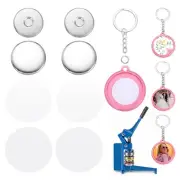 25 Sets Button Maker Supplies 37mm / 1.46 Inch Blank Keychain Button Parts, Pink
